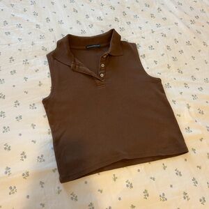 Brandy Melville Brown Sleeveless Polo Shirt